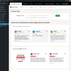 Page screenshot: Yelp reviews ‹ Test site — WordPress