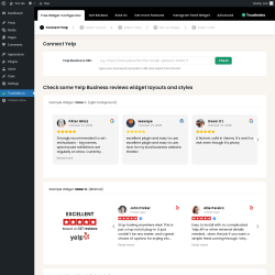 Page screenshot: Yelp reviews ‹ Test site — WordPress