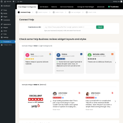 Page screenshot: Yelp reviews ‹ Test site — WordPress