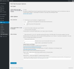 Page screenshot: Settings &rarr; Rich Text Excerpts