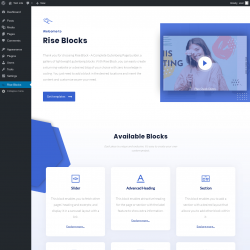 Page screenshot: rise-blocks ‹ Test site — WordPress