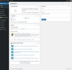 Page screenshot: Dashboard &lsaquo; Test site &mdash; WordPress