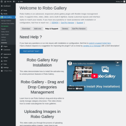 Page screenshot: Robo Gallery → Overview → 
                    Help & Support
                