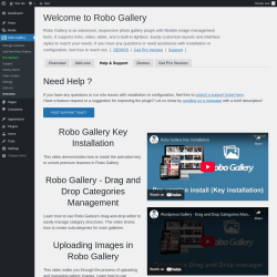 Page screenshot: Robo Gallery → Overview → 
                    Help & Support
                