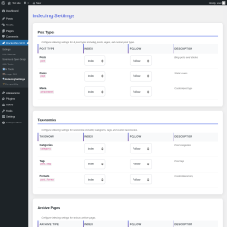 Page screenshot: Rocketship SEO &rarr;  Indexing Settings