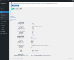 Page screenshot: RomethemeKit → System Status