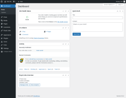 Page screenshot: Dashboard &lsaquo; Test site &mdash; WordPress
