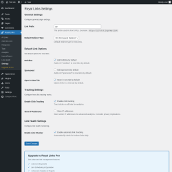 Page screenshot: Royal Links &rarr; Settings