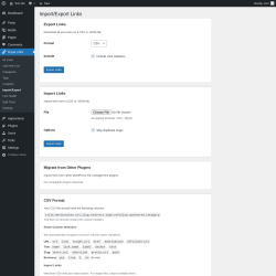 Page screenshot: Royal Links &rarr; Import/Export