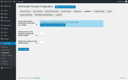 Page screenshot: RSFirewall! → Configuration → Lockdown