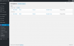 Page screenshot: RSFirewall! → Exceptions