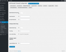 Page screenshot: RSFirewall! → Configuration → Backend Password