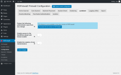 Page screenshot: RSFirewall! → Configuration → Lockdown