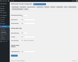 Page screenshot: RSFirewall! → Configuration → Backend Password