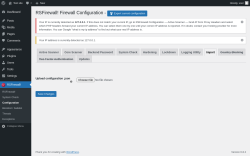 Page screenshot: RSFirewall! → Configuration → Import