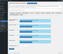 Page screenshot: RSFirewall! → Configuration → System Check