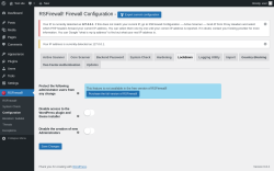 Page screenshot: RSFirewall! → Configuration → Lockdown