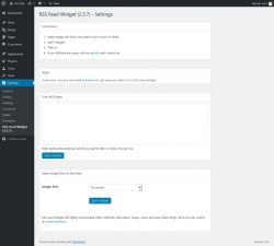 Page screenshot: Settings → RSS Feed Widget (2.5.7)
