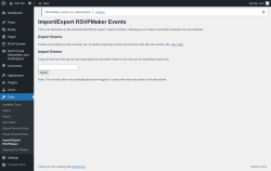 Page screenshot: Tools → Import/Export RSVPMaker