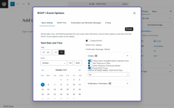 Page screenshot: RSVP Events → Add New RSVP Event