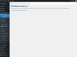 Page screenshot: RSVP Email Newsletters and Notifications → RSVPMaker Email List