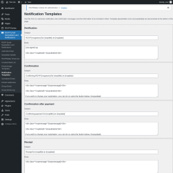 Page screenshot: RSVP Email Newsletters and Notifications → Notification Templates