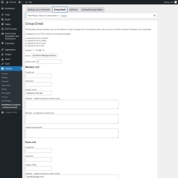 Page screenshot: Settings → RSVPMaker Postmark + Advanced Email → Group Email