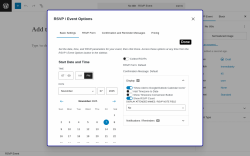 Page screenshot: RSVP Events → Add New RSVP Event