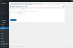Page screenshot: Settings → RSVPMaker Postmark + Advanced Email → Editing/Sending Rights