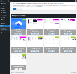Page screenshot: RT Mega Menu &rarr; Templates Library