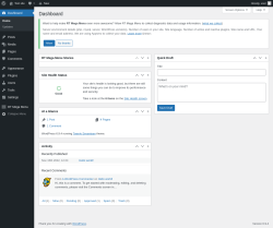 Page screenshot: Dashboard &lsaquo; Test site &mdash; WordPress