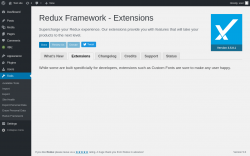Page screenshot: Tools → Redux Framework → 
                    Extensions                