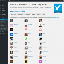 Page screenshot: Tools → Redux Framework → 
                    Credits                