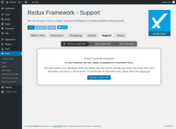 Page screenshot: Tools → Redux Framework → 
                    Support                