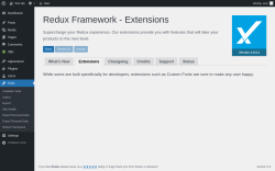 Page screenshot: Tools → Redux Framework → 
                    Extensions                