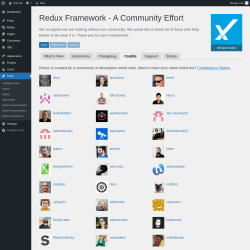 Page screenshot: Tools → Redux Framework → 
                    Credits                