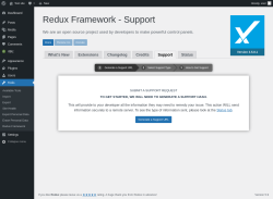 Page screenshot: Tools → Redux Framework → 
                    Support                