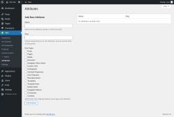 Page screenshot: rtBiz → Attributes