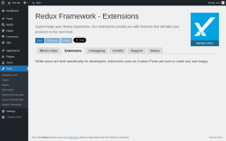Page screenshot: Tools → Redux Framework → 
                    Extensions                