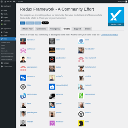Page screenshot: Tools → Redux Framework → 
                    Credits                