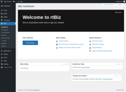 Page screenshot: rtBiz ‹ Test site — WordPress