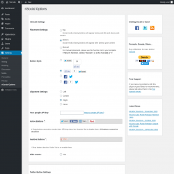 Page screenshot: rtSocial Options Page ‹ Test site — WordPress