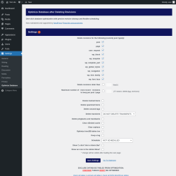 Page screenshot: Settings → Optimize Database