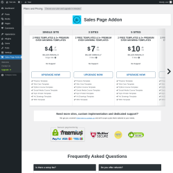 Page screenshot: Sales Page Addon → Upgrade  ➤