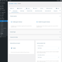 Page screenshot: Salon → Settings → Checkout
