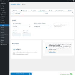 Page screenshot: Salon → Settings → Payments