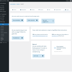 Page screenshot: Salon → Settings → Support