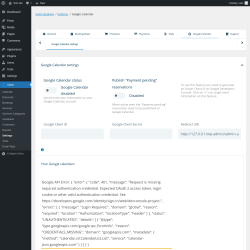 Page screenshot: Salon → Settings → Google Calendar