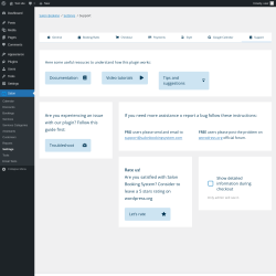 Page screenshot: Salon → Settings → Support