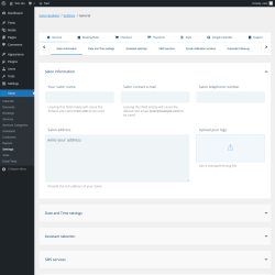 Page screenshot: Salon → Settings